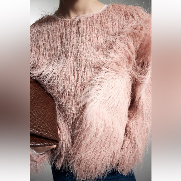 H&M Jackets & Blazers - H&M Billowing Fringe Jacket Dusty Pink NWT